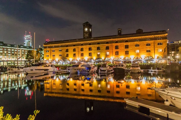 Nachtansicht Der Katharine Docks London Vereinigtes Königreich — Stockfoto
