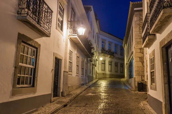 Vista Serale Una Strada Nel Centro Storico Cidade Velha Faro — Foto Stock