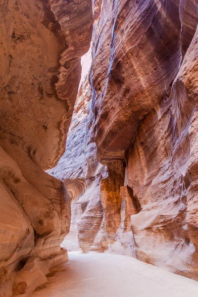 Siq Narrow Gorge Main Entrance Ancient City Petra Jordan — 스톡 사진