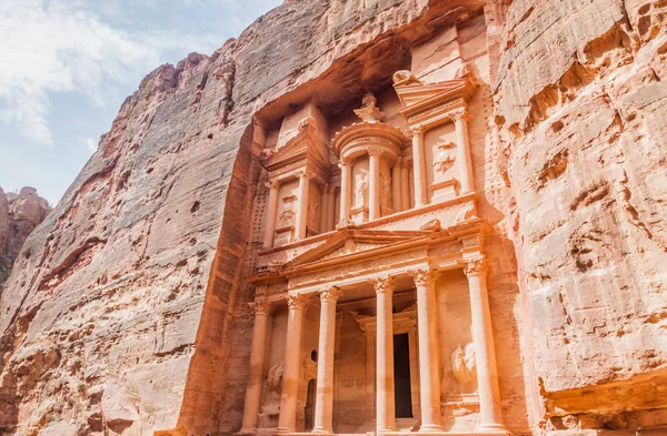 Templo Khazneh Tesouro Cidade Antiga Petra Jordânia — Fotografia de Stock