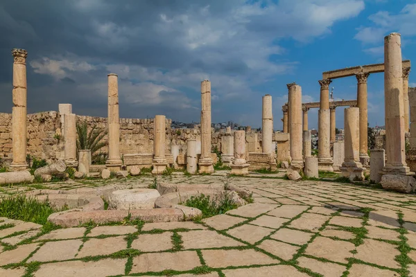 Ruins Agora Ancient City Jerash Jordan — Stock Photo, Image