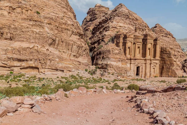 Mosteiro Deir Cidade Antiga Petra Jordânia — Fotografia de Stock