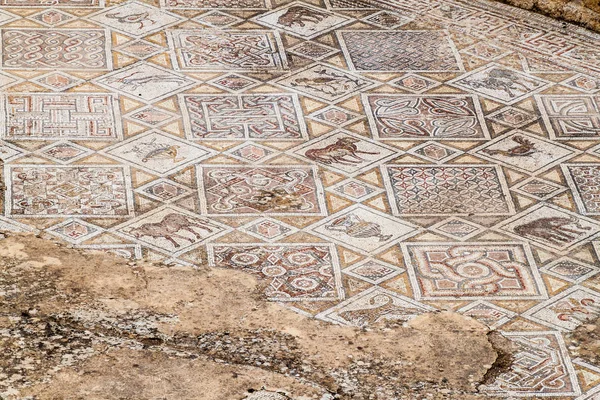 Jerash Jordania Abril 2017 Mosaicos Iglesia Los Santos Cosmas Ruinas — Foto de Stock