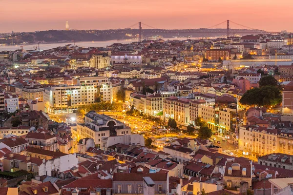 Skyline Noite Lisboa Miradouro Graca Miradouro Portugal — Fotografia de Stock