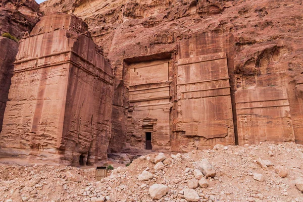 Antik Kentte Mezarlar Petra Ürdün — Stok fotoğraf