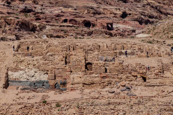 Petra Jordania Marzo 2017 Grandes Ruinas Del Templo Antigua Ciudad — Foto de Stock