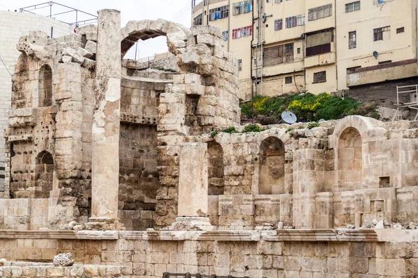 Ruinas Del Nymphaeum Fuente Pública Romana Ammán Jordania —  Fotos de Stock