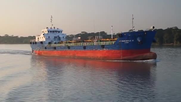 MT Mercantile 12 cargo ship on Bishkhali River, Bangladesh — 비디오