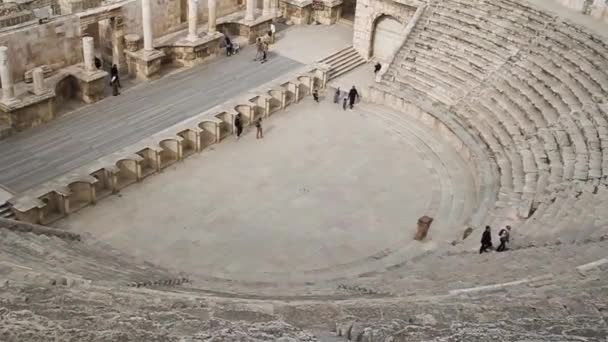 Вид на Римский театр в Аммане, Иордания — стоковое видео