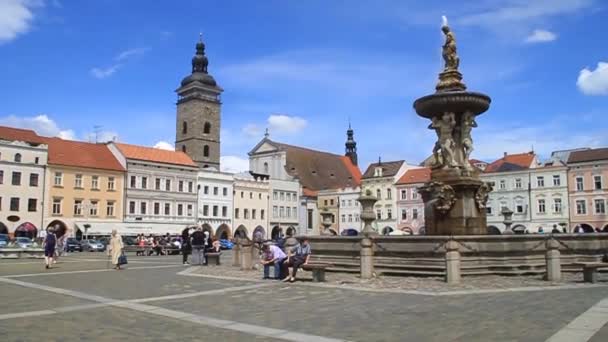 Vista de Premysl Otakar II. plaza en Ceske Budejovice . — Vídeos de Stock