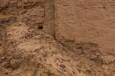 Özbekistan 'ın Kyzylkum çölündeki Ayaz Qala kalesinin ayrıntıları