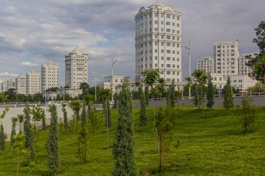 Türkmenistan 'ın başkenti Ashgabat' ta mermer kaplı binalar
