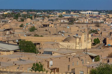 Özbekistan 'ın eski Khiva kentinin hava manzarası.