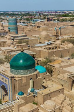 Özbekistan 'ın eski Khiva kentinin hava manzarası