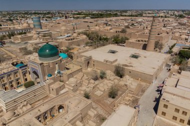 Özbekistan 'ın eski Khiva kentinin hava manzarası