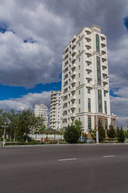 Modern Ashgabat, Türkmenistan 'ın mermer kaplı binaları