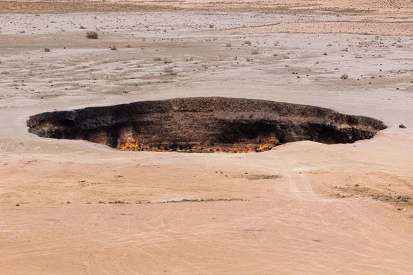 Krater Gazowy Darvaza Derweze Zwany Także Drzwiami Piekła Turkmenistanie — Zdjęcie stockowe