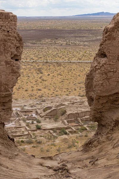 Ruínas Fortaleza Ayaz Qala Deserto Kyzylkum Uzbequistão — Fotografia de Stock