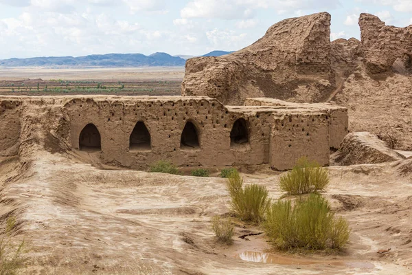 Ερείπια Του Φρουρίου Toprak Topraq Qala Kala Στην Έρημο Kyzylkum — Φωτογραφία Αρχείου