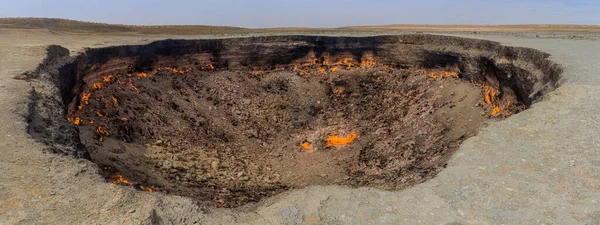 Cratera Gás Darvaza Derweze Também Chamada Door Hell Turquemenistão — Fotografia de Stock