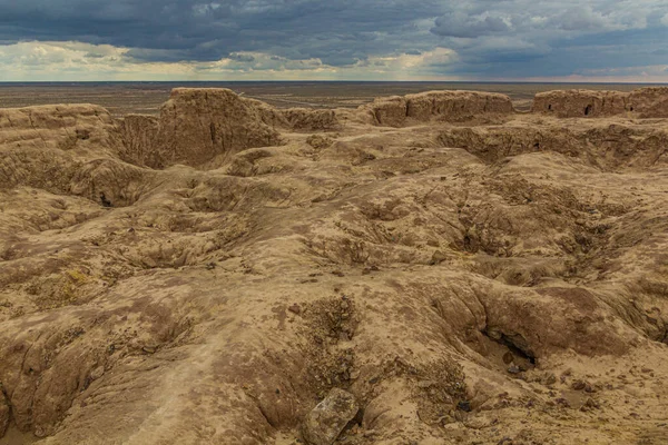 Ruínas Fortaleza Ayaz Qala Deserto Kyzylkum Uzbequistão — Fotografia de Stock
