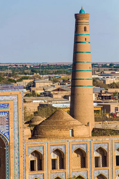 Juma Moské Minaret Gamla Stan Khiva Uzbekistan — Stockfoto