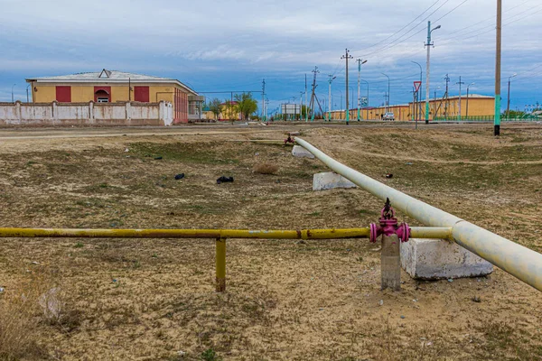 Gasoductos Antigua Ciudad Portuaria Aral Moynaq Moynoq Muynak Uzbekistán — Foto de Stock