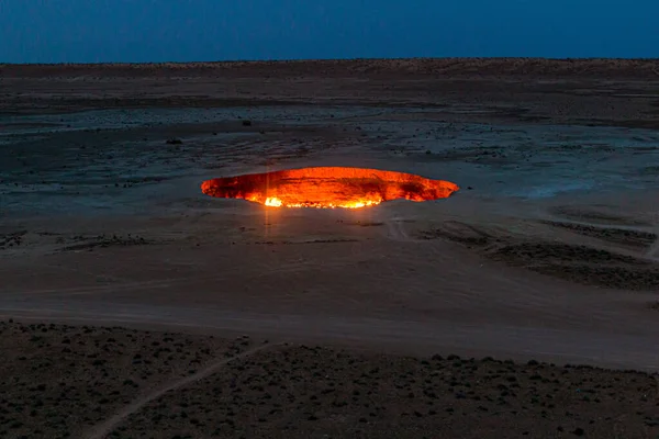 Krater Gazowy Darvaza Derweze Zwany Także Drzwiami Piekła Turkmenistanie — Zdjęcie stockowe
