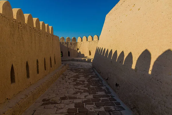 Opevňovací Stěny Starého Města Khiva Uzbekistán — Stock fotografie