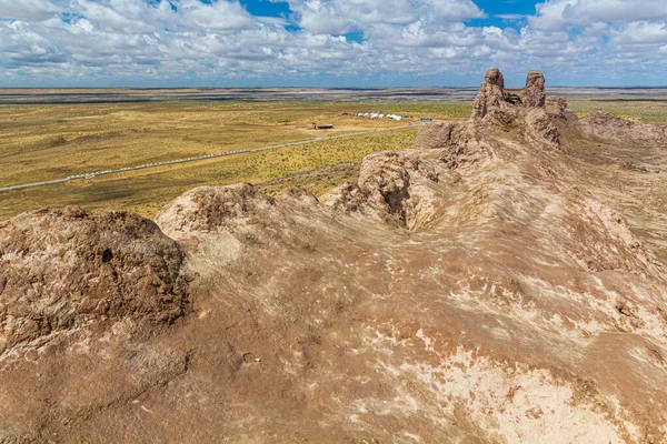 Paredes Barro Aterradas Fortaleza Ayaz Qala Deserto Kyzylkum Uzbequistão — Fotografia de Stock