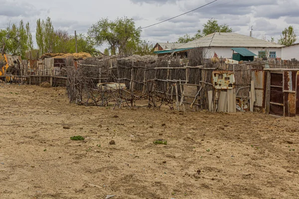 Fence House Former Port Town Moynaq Moynoq Muynak Ουζμπεκιστάν — Φωτογραφία Αρχείου