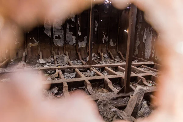 Nave Abbandonata Rusty Presso Cimitero Navale Dell Costa Marittima Aral — Foto Stock