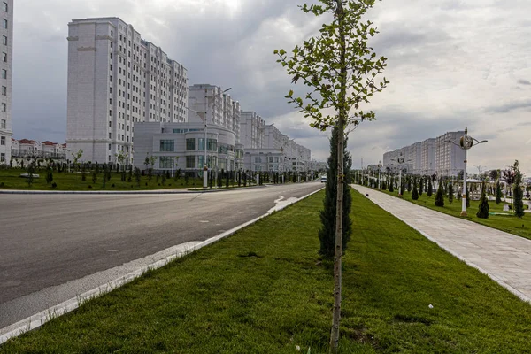 Türkmenistan Başkenti Ashgabat Mermer Kaplı Binalar — Stok fotoğraf