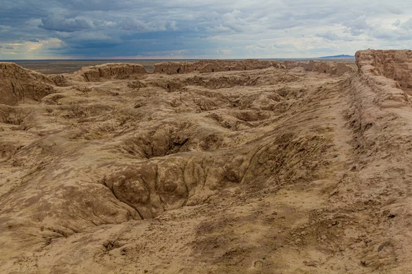 Ruínas Fortaleza Ayaz Qala Deserto Kyzylkum Uzbequistão — Fotografia de Stock