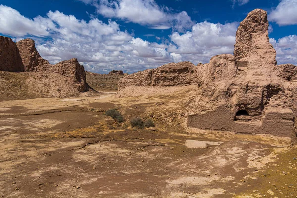 Eroded Walls Ayaz Qala Fortress Kyzylkum Desert Uzbekistan — Stock Photo, Image