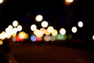 Arka plan, bokeh ışık gece trafik yolda