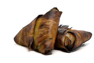 Izgara yapış yapış veya yapışkan pirinç muz ile