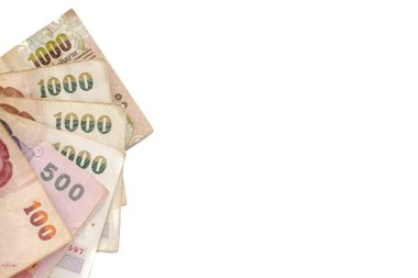 Banknot, beyaz arka plan üzerinde Tayland para para