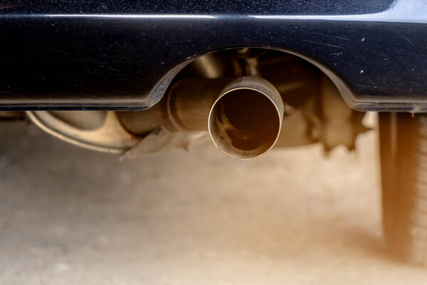 Muffler and tailpipe on a car, the section of the exhaust system