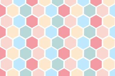 Beyaz arka plan üzerinde pastel renk ile altıgen desen