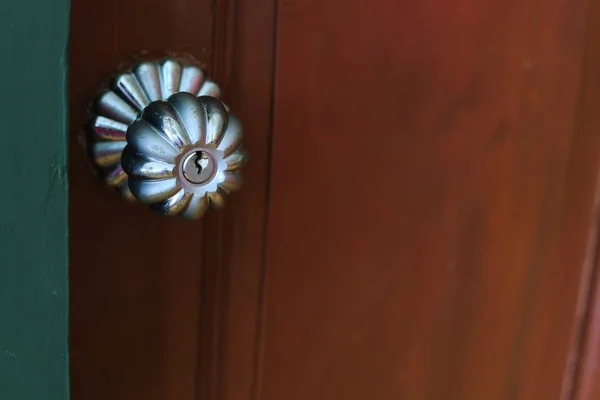 Close Door Knob Wooden Door Handle Enter Exit Room — ストック写真