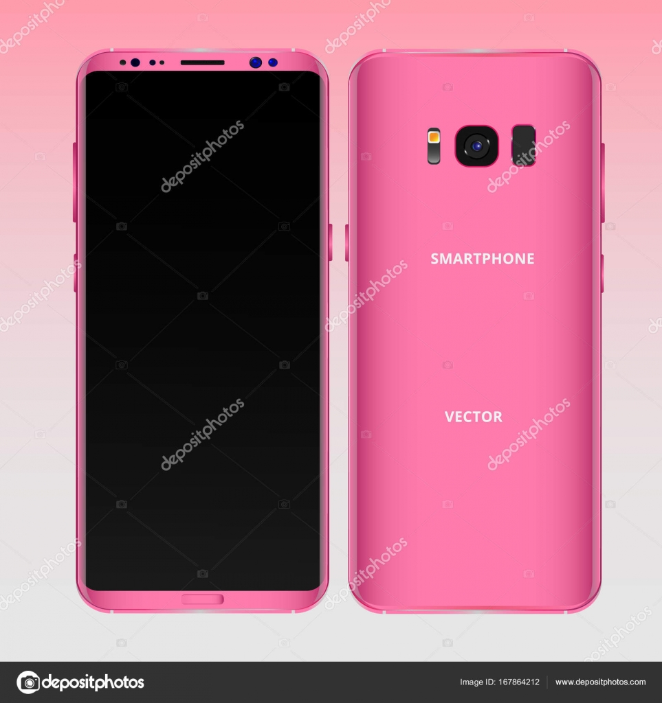 Rose Mobile Phone Concept Front View And Backside With Camera Flash And Speaker On A Rose