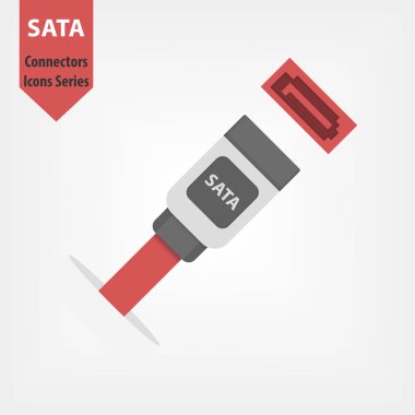 Kırmızı kablo vektör simgesi olan SATA bağlayıcı.