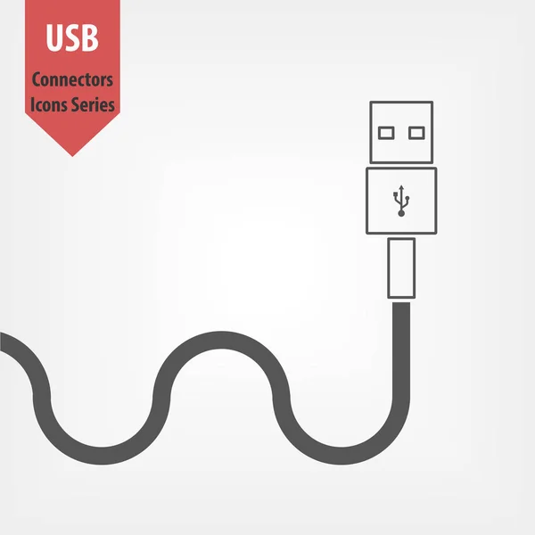 Ícone de linha de conector USB — Vetor de Stock