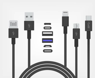Usb ve yıldırım arabirimleri kümesi.