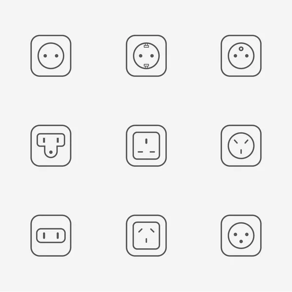 Iconos de línea de salida eléctrica . — Vector de stock