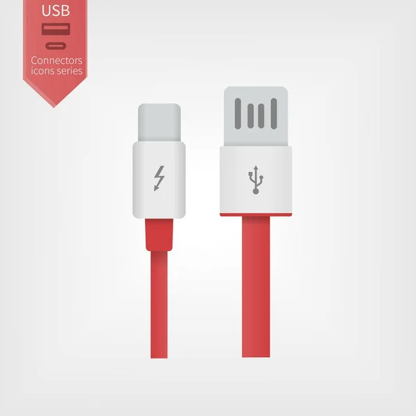 Set di interfacce USB e USB di tipo C . — Vettoriale Stock