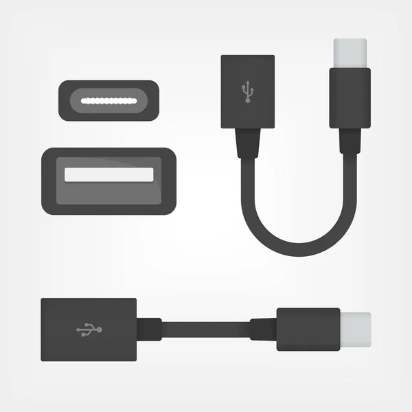 Ícone de cabo vermelho OTG USB — Vetor de Stock