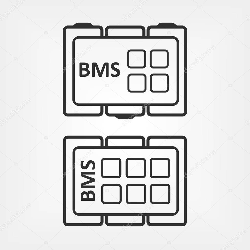 Battery management system outline vector icon. Flat BMS sign transparent concept