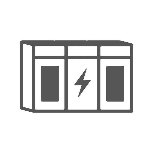 Large rechargeable lithium-ion battery energy storage for renewable power stations. Grid backup system outline icon Royalty Free Stock Illustrations
